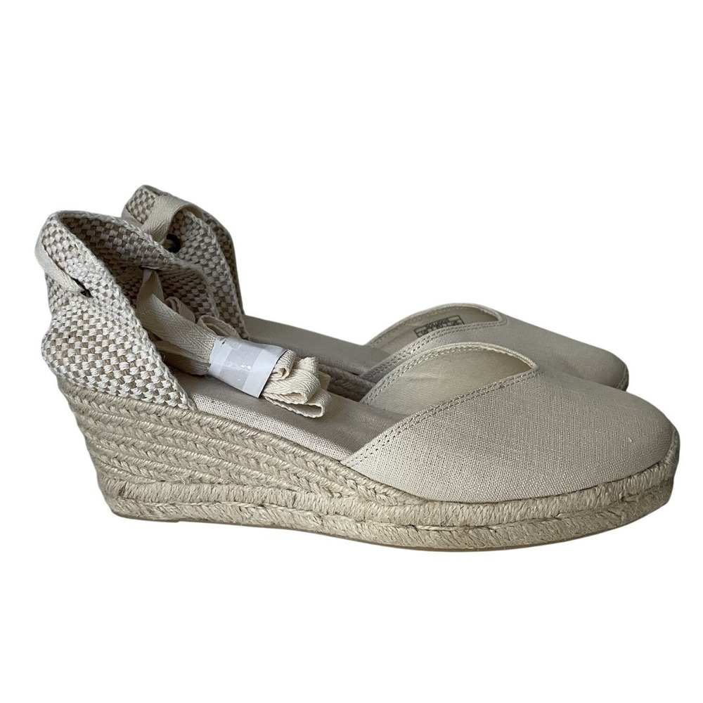 Soludos Marseille Wedge Espadrilles Womens 9.5 EU40 La Concha Ivory Linen Ankle
